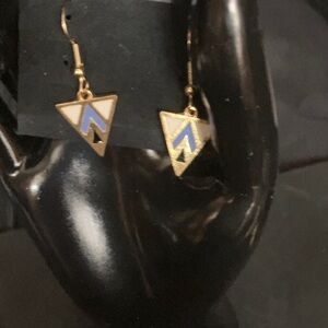 Gold and Blue Triangle Earrings